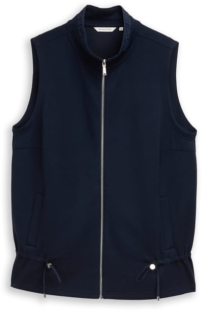 Tom Tailor - Plus Size - Scuba sweatvest met opstaande kraag - Maat 46 - sky captain blue