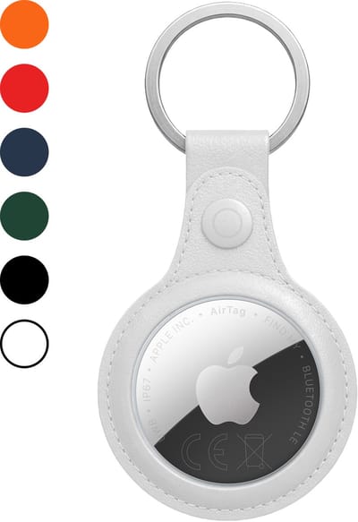 Hoesje Geschikt voor Apple AirTag 2 Sleutelhanger Hoes - Hoesje Geschikt voor Apple AirTag 2e generatie Hoesje Hanger Case Leder Look Sleutelhanger - Wit