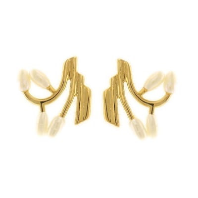 Behave - Oorbellen - Dames oorknoppen goud-kleur met Zoetwater Parels 2,5cm