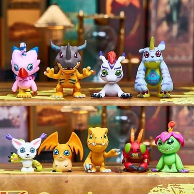 9-delige set van schattige Japanse Digimon Adventure anime figuren, inclusief Agumon, Patamon en Gabumon. PVC tafelbladfiguren. white