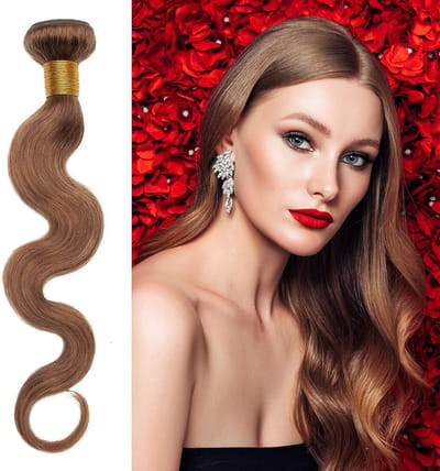 18 inch Braziliaanse Virgin Human Hair Weave Bundels - Body Wave, Krullend en Golvend Haar [#6 Lichtbruin] (1 bundel, 100g)
