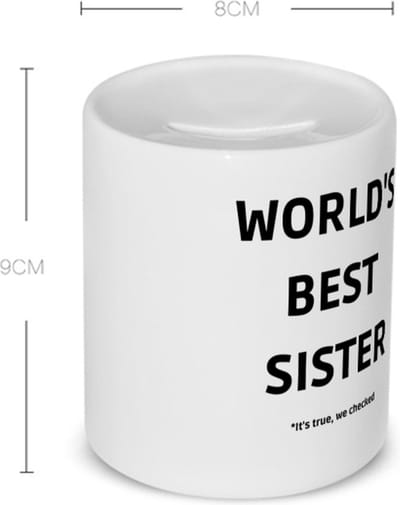 Akyol - world's best sister it's true we checked Spaarpot - Zus - werelds beste zus - verjaardag - cadeautje voor zus - zus artikelen - kado - geschenk - 350 ML inhoud