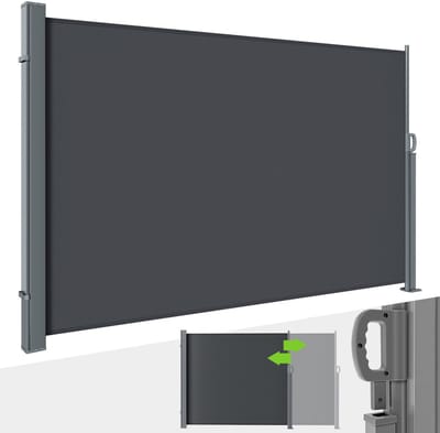 Enkelzijdig Zijluifel - Uittrekbaar Windscherm - 300 x 140 cm - Uitschuifbaar - Oprolbaar - Zonnescherm - Tuin, Strand, Terras, Balkon, Camping - Privacy - Weerbestendig - Antraciet