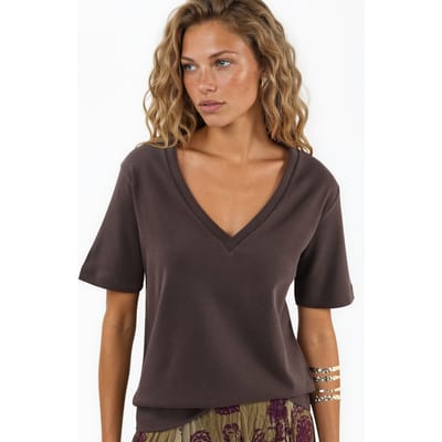 V-hals Effen Regular Fit Katoenen T-shirt