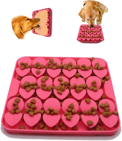 Famanu – Snuffel- en likmat voor honden en katten - siliconen voedermat met zuignap voor nat voer - stimuleert natuurlijk foerageergedrag - rood