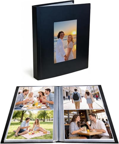 Groot Fotoalbum - Foto Opbergmap - Herinneringen Bewaren - Slip-in Ontwerp - 85 x 225 cm - Zwart