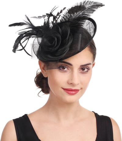 Chique Fascinator Hoed voor Dames met Veer en Netting - Inclusief Haarclip en Diadeem