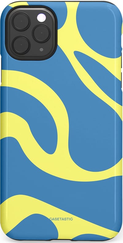Casetastic hoesje geschikt voor Apple iPhone 11 Pro Max - Dubbellaagse bescherming - Blauwe Gele Zee Stranden - Fashion Case - Lavendel Goud Lichtblauw