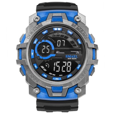 Shock bestendig Heren Horloge rubber band | Stopwatch | Blauw |  Digitaal | Smael | Glow in dark  | Mud Master 1701 | Leger | Army | Licht | Rubberen band | Timer | shock Bestendig | Eyecatcher | Master|