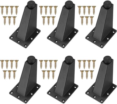 GELLDG 6 stuks Verstelbare meubelpoten - zwarte meubelpoten - 10 cm metalen meubelpoten - geschikt voor bedden, banken, tafels, kasten - zwart