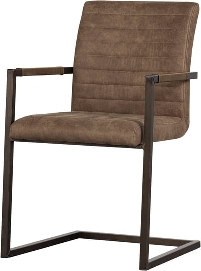 WOOOD Bas Eetkamerstoel - Leerlook - Taupe - 87x54x62
