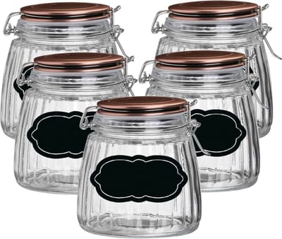 Weckpot/inmaakpot - 10x - 1L - glas - met beugelsluiting - incl. etiketten