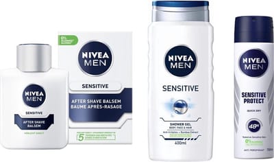 NIVEA Men - Set - Sensitive After Shave Balsem / Douchegel / Deo Spray