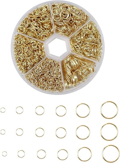1390 Stuks Open Jump Rings Set voor Sieraden, Choker Kettingen, Armbanden en Doe-Het-Zelf Projecten - Goudkleurige Splitringen van 4-10mm