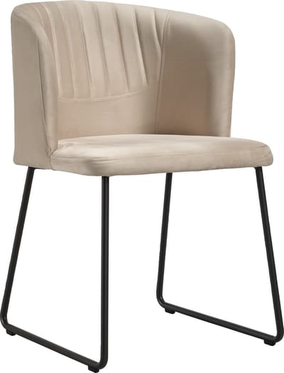 Soof&Tess - Set van 2 - Siena Eetkamerstoel - Beige - Fluweel - Velvet - Industrieel - Met armleuning - Easy Clean Stoffen - Hoge Kwaliteit