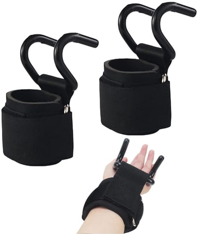 OIMG Power Grips - 2 Stuks - Hook Grips - Lifting Straps – Lifting Hooks - antislip - Weightlifting Hooks - Unisex - voor krachttraining, pull-ups, shrugs, geschikt voor bodybuilding, gewichtheffen, krachttraining en fitness - Zwart - Stijl 2
