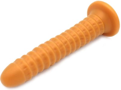 Gold Play - Soft Liquid Siliconen Anaal Dildo Ribbed - Goud M