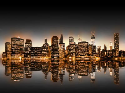 Fotobehang - New York en goud.