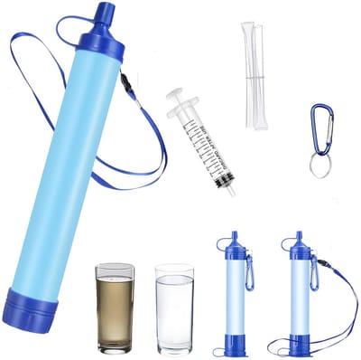 Waterfilters Survival - Water Filter Straw - Waterfilter - Water Filter Straw - Waterfles - Waterzuiveringsapparaat - BPA-Vrij - Filtert Tot 1500L - Waterfilter Noodpakket - Voor Wandelen, Reizen, Kamperen,Noodgevallen,Survival - Blauw