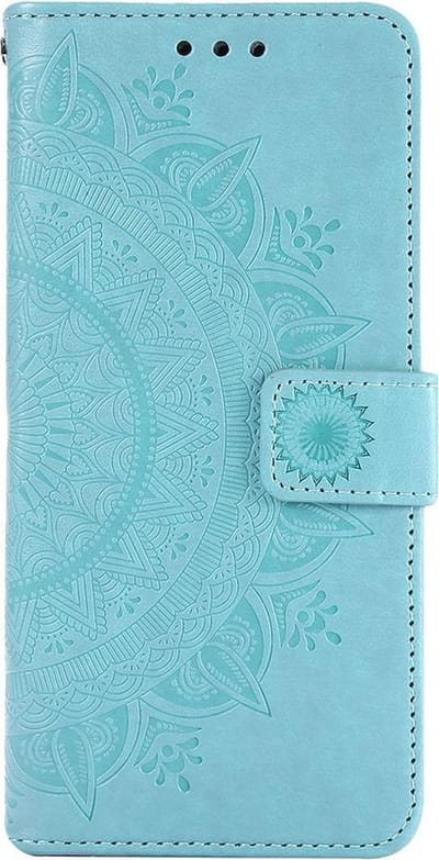 Shop4 - Geschikt voor Samsung Galaxy A21s Hoesje - Wallet Case Mandala Patroon Mint Groen
