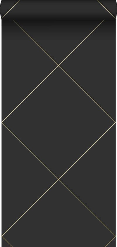 Origin Wallcoverings behang grafische lijnen zwart en goud - 53 cm x 10.05 m - 347719