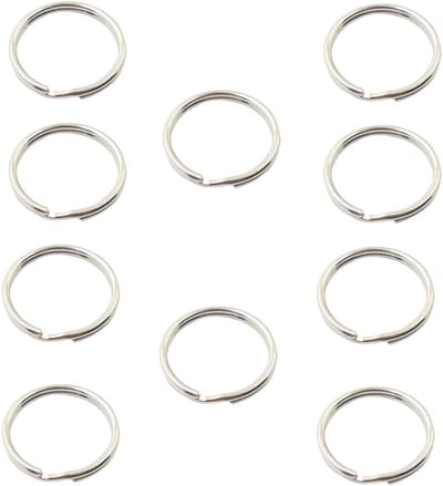 Sleutelhangers - 10 stuks - verchroomd zilver - staal - afgeronde hoeken - ronde sleutering - sleutelhanger clips