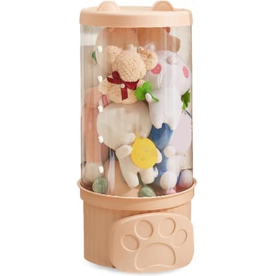 Pop Opbergemmer Verdikte Speelgoed Opbergdoos Transparante Pluche Speelgoed Opbergcontainer met Deksel S beige