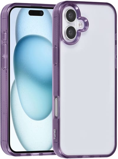 TUNIQ Back cover iPhone 16 Plus - Transparante hoes - Paarse bumper - Verhoogde randen voor bescherming