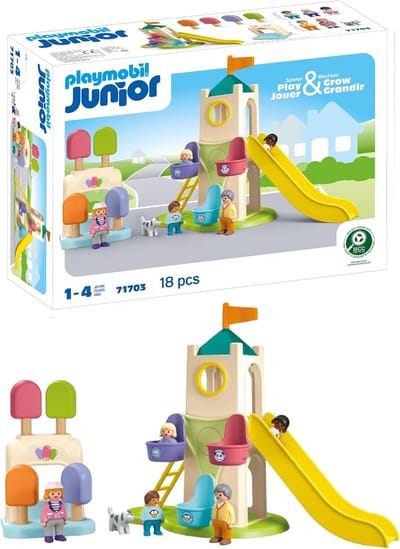 Avontuurlijke speeltuin - Speeltoren ijskraam - Kindontwikkeling stimuleren - Oorzaak-gevolg spel - 292 x 26 x 40 cm - Multicolor
