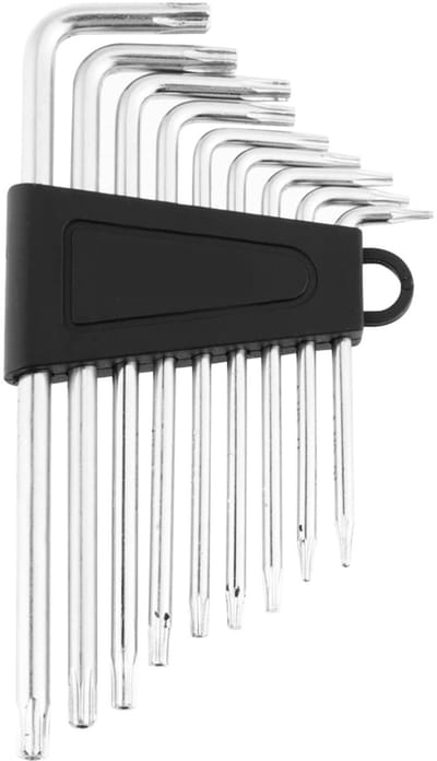 Cosensi- Torx Sleutelset 9-delig - Ergonomisch Ontwerp - Chrome Vanadium Staal - L-vormig - Veiligheidssterren - Unieke Verpakking - Inbussleutelset