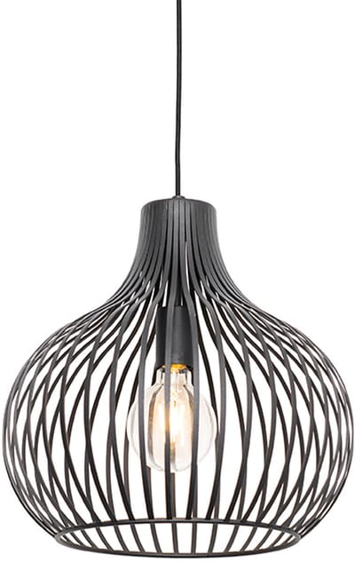 QAZQA saffira - Moderne Hanglamp - 1 lichts - Ø 380 mm - Zwart - Woonkamer | Slaapkamer | Keuken