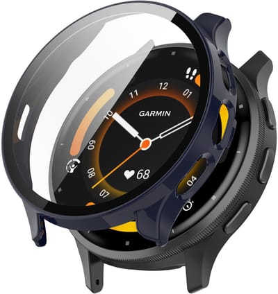 Stravo Screen protector case voor Garmin Venu 3 45mm - Full Cover Hard Case / Beschermend Hoesje - Zwart - Garmin Smartwatch screenprotectors