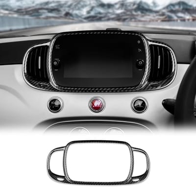 Center Console Navigatiescherm Paneel Frame voor Fiat 500 Abarth 595/695 en 500E - Zwart Carbon Fiber Stickers en Interieur Accessoires voor 2016-2024
