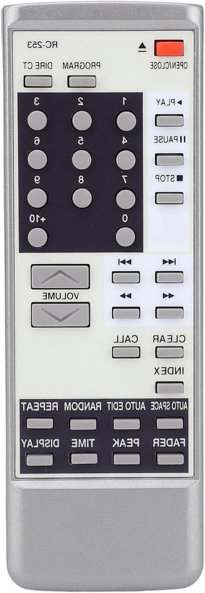 Afstandsbediening voor Stereo CD-speler - Vervanging voor RC-253 - Universeel compatibel - Informatie en gebruik - Zwart - Vervangt Alleen voor DCD1560, DCD1450AR, DCD1500, DCD520, DCD685, DCD800, DCD810, DCD2560, CDDCDS10