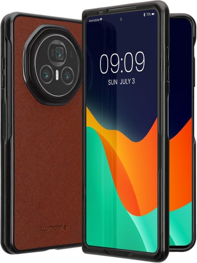 kwmobile Hoesje geschikt voor HONOR Magic V3 - 2-delig telefoonhoesje in bruin - Imitatieleer