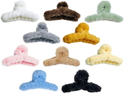 Set van 10 Grote Pluche Haarspelden - Ideaal voor Make-up, DIY Kapsels, Feestjes en Dagelijks Gebruik