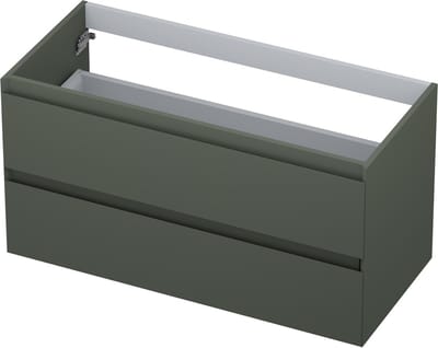 INK® wastafelonderkast 2 laden greeploos gelakt 100x45x52cm, mat beton groen