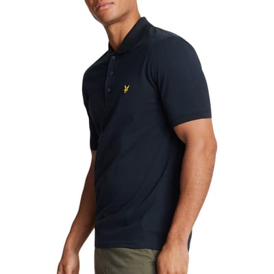 Donker marineblauw poloshirt met Lyle & Scott-logo op de borst