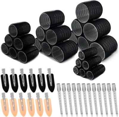 Set van 48 Zelfklevende Haarrollers met Clips - Diverse Maten voor Krullen en Volume, Geschikt voor Lang, Middellang en Kort Haar