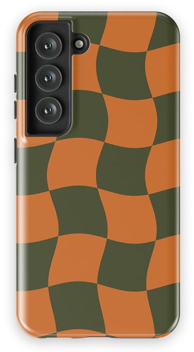 Checkered Warp Hoesje Samsung Galaxy S23 | Geschikt Voor Mag | Uniek Design Hoesje | Beschermhoes Samsung Galaxy S23 Pumpkin Pulse