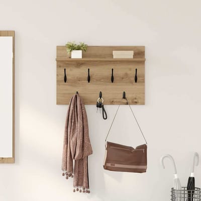 vidaXL - Wandgemonteerde - kapstok - Muurmontage - Artisan - Eiken - Bewerkt - hout