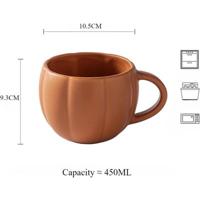 Creatieve Pompoen Kop Retro Keramische Koffiekopjes Halloween Geest Duivel Decoratie Mok Herfst Schattige Waterbeker Melk Ontbijt Drinken 401-500ml brown