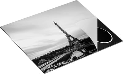 Chefcare Inductie Beschermer Eiffeltoren in Parijs met Kleurrijke Hemel - Zwart Wit - 60x50 cm - Afdekplaat Inductie - Kookplaat Beschermer - Inductie Mat
