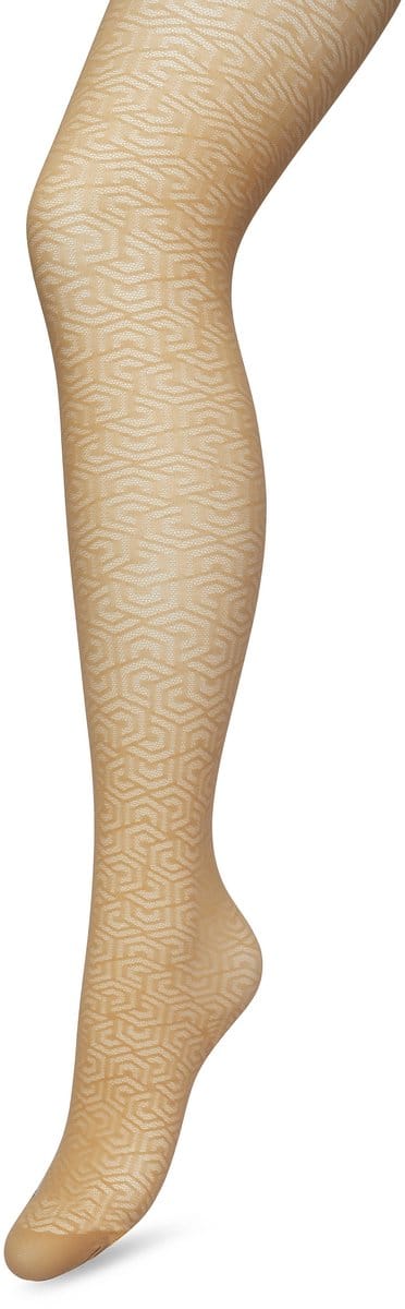 Bonnie Doon Grafische Panty 40 Denier Licht Bruin Dames maat S/M - Grafisch - Print - Gladde Naden - Maximaal Draagcomfort - Chique Panty - Feestelijk - Eclectic Tights - Huidskleur - Bruin - Beige - Macaroon - BP221911.275