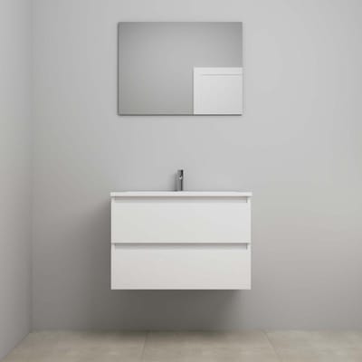 On-Line Badkamermeubelset - 80 cm - Voorgemonteerd - Acryl Wastafel - 1 Kraangat - Spiegel - Hoogglans Wit