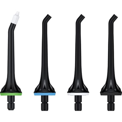 LifeGoods Flos Opzetstuk - 4 Stuks - Voor Flosapparaat - Zwart/Wit/Groen/Blauw