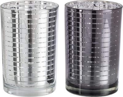 Windlicht | glas | zilver | 12x12x (h)18 cm