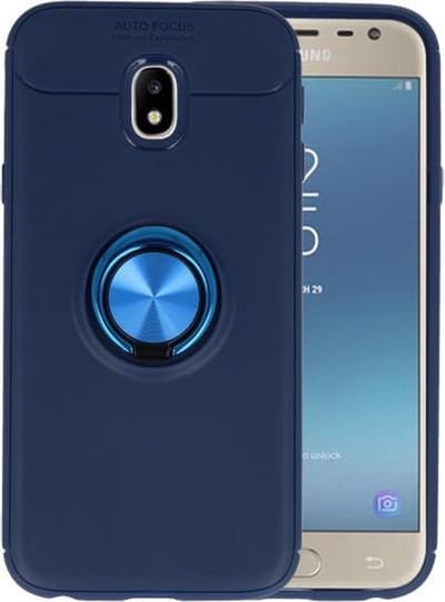 Navy Zacht TPU met Ringhouder hoesje voor Samsung Galaxy J3 2017