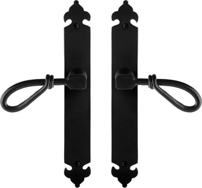 Deurkruk op schild - Smeedijzer zwart - Gietijzer - GPF - GPF6255.60 smeedijzer zwarte Deurklink Sula op blind, 291x41x4mm