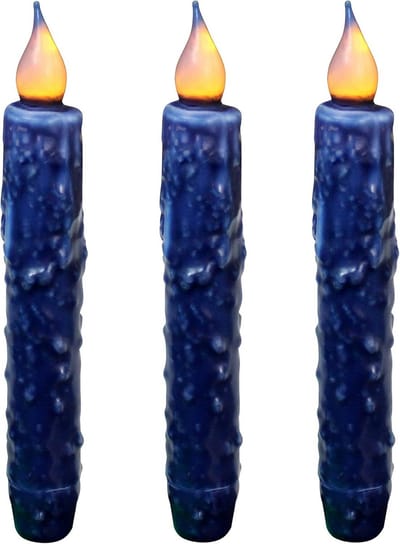 Echte Wax LED Taper Kaarsen met Timer, Vlamloze Decoratie, Marineblauw - 3 Stuks
